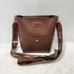 Wrangler Brown Bucket Western Crossbody Shoulder Tote Bag Purse